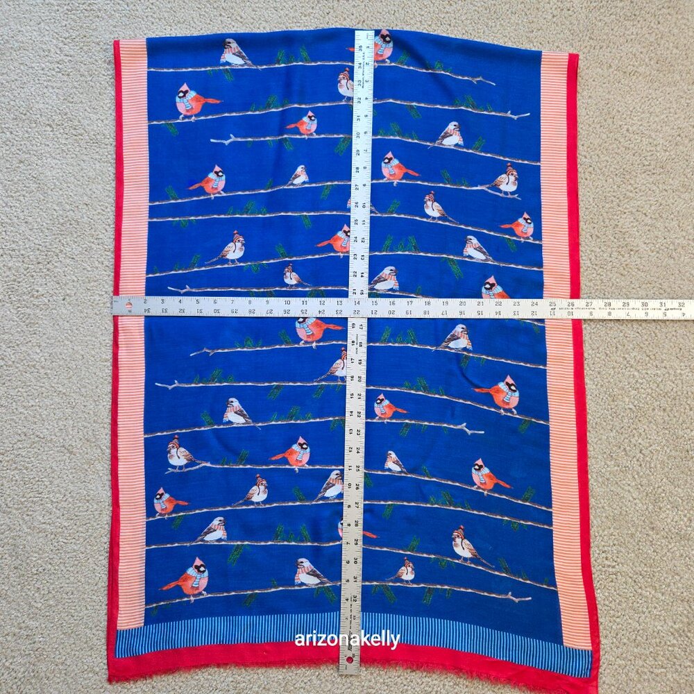Talbots Winter Weather Birds Scarf Vicose/Silk Blend Birders Birdwatching - Picture 11 of 13
